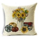 Axyaa Grey Pumpkin Sunflowers White Throw Pillowcase for Home Decor