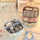 Axyaa Kawaii Desk Organizer with Sticker Lid - Cute Plastic Jewelry & Stationery Storage Box