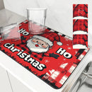 Axyaa Christmas Dwarf Kitchen Drying Mat | Quick Dry Bathroom Drain Pad