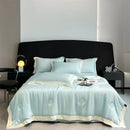 Axyaa Silk Summer Quilt Embroidered Bedspread Blanket Luxe Comforter for Bed