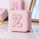 Axyaa Sequin Letter Jewelry Box with Mirror - Cute Portable Organizer Gift