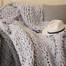 Axyaa Chenille Chunky Knit Blanket 50x60", Handmade Cable Knitted Throw