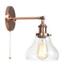 Axyaa Red Bronze LED Wall Lamp with Pull Chain Switch and Clear Glass