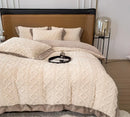 Axyaa Winter Rabbit Velvet Four-Piece Bedding Set in Solid Color