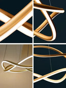 Axyaa Line Art LED Chandelier Modern Designer 3D Curved Pendant Lamp for Home Decor