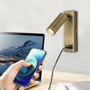 Axyaa LED Wall Lamp Sconce Switched USB Charging | Bedroom Bedside Light