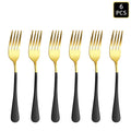 Axyaa 24-Piece Gold & Black Stainless Steel Cutlery Set