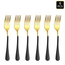 Axyaa 24-Piece Gold & Black Stainless Steel Cutlery Set