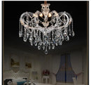 Axyaa Chrome Crystal Chandelier: Modern Candle Hanging Lamp for Foyer & Restaurant