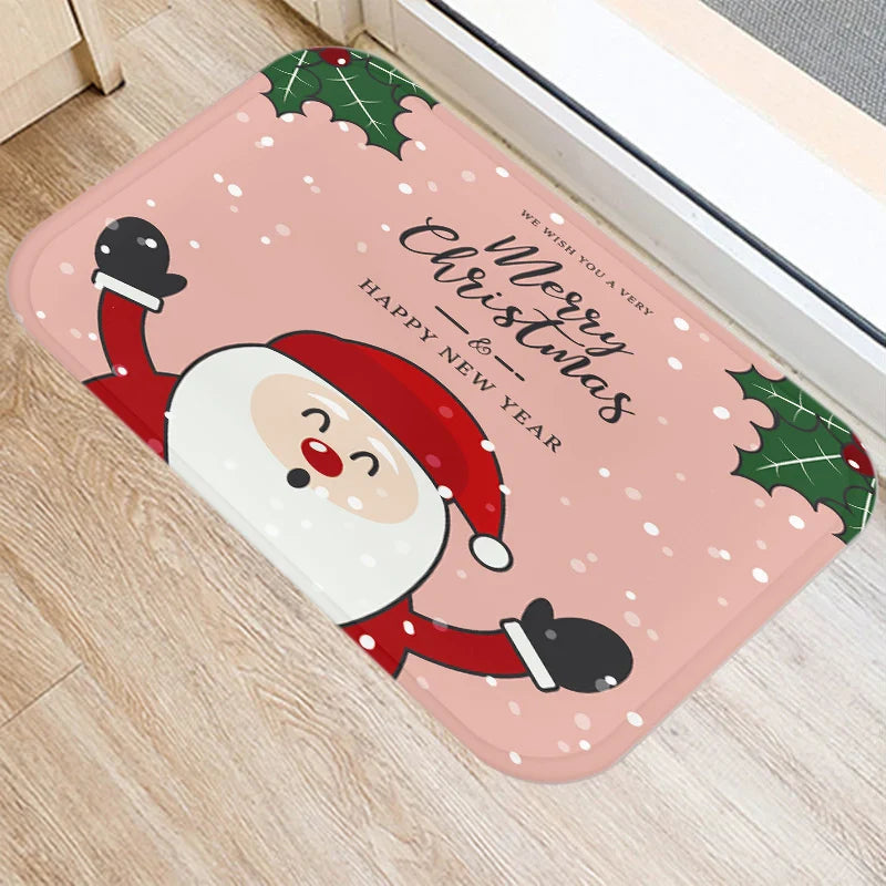 Axyaa Santa Elk Welcome Mat for Home, Kitchen, Bathroom Floor Decor