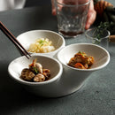 Axyaa White Ceramic Three-Grid Small Dish Plate - Exquisite Commercial Platter