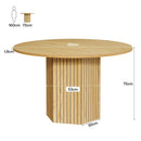 Axyaa 47-Inch Round Farmhouse Dining Table for 4-6 People, Industrial Kitchen Dinner Table