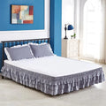 Axyaa Elastic Solid Bed Skirt Three Layers Wrap Around Easy On/Off Dust Ruffled