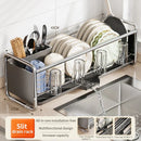 Axyaa Over Sink Drainer Rack: Dish Drying Bowl Organizer & Cup Holder Shelf