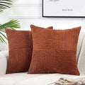 Axyaa Boho Patchwork Corduroy Striped Throw Pillow Covers for Home Decor