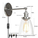 Axyaa Single Arm LED Wall Lamp Glass Iron Vintage Retro Stair Light Fixture