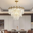 Axyaa Luxury Peacock Feather Crystal Chandelier - Modern American Retro Glass Crown Chandelier