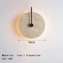 Axyaa Round Stone LED Wall Lights Black Metal Sconce Lamp
