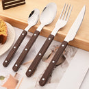 Axyaa Wooden Handle Cutlery Set Stainless Steel Western Tableware Flatware