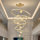 Axyaa Crystal Pendant Chandelier: Modern Living Room Steel Glass Globe LED Lighting