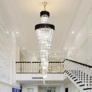 Axyaa Elegant Crystal LED Chandelier - Modern Black Rotating Light for Living Room and Staircase