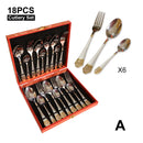Axyaa 18Pcs Stainless Steel Cutlery Set in Gold Finish with Elegant Matte Handle