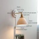 Axyaa Nordic Ceramic LED Wall Sconce with Pull Chain Switch for Bedroom Bathroom Mirror