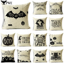 Axyaa Halloween Pumpkin Owl Bat Linen Throw Pillowcase