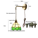 Axyaa Tiffany Glass LED Wall Sconce with Adjustable Wire, Pull Chain Switch - Modern Nordic Style