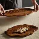 Axyaa Acacia Wooden Tea Tray: Household & Restaurant Solid Wood Leaf Tray