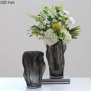 Axyaa Brown Wrinkle Glass Vase Floral Vases Modern Home Desk Decor
