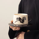 Axyaa Ceramic Coffee Cup and Saucer Set, Retro Design, High Quality, Ideal for Couples