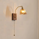 Axyaa Glass Copper LED Wall Lamp with Pull Chain Switch