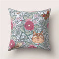 Tropical Cactus Flower Cat Print Pillow Cover 45X45CM for Home Sofa Chair