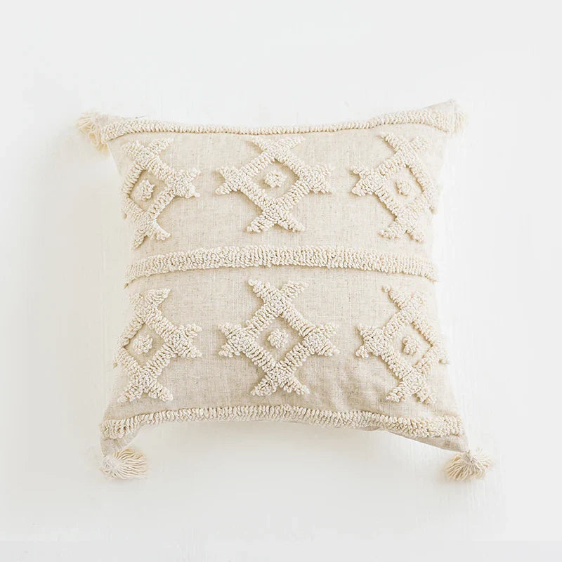 Axyaa Tufted Tassels Cushion Cover for Home Decor in Living Room Bedroom Sofa