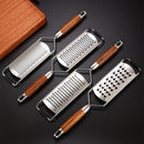 Axyaa Stainless Steel Cheese Grater with Wooden Handle and Vegetable Slicer