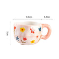 Axyaa Flower Heart Ceramic Mug, Irregular Creative Style Coffee Cup