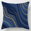 Axyaa Blue Geometric Marble Pillow Cover - Decorative Throw Cushion Case