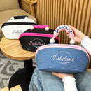 Axyaa Color-Block Makeup Bag with Partitioned Compartments & Waterproof Design