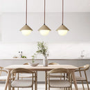 Axyaa Yellow Travertine Glass LED Pendant Lamp Vintage Wood Kitchen Island Hanging Light