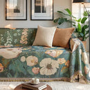 Axyaa Retro Oil Painting Design Sofa Cover with Tassels for Home Decor