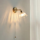 Axyaa Nordic LED Glass Wall Lights Brass Pull Chain Stair Fixture