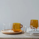Axyaa 350ml Stackable Glass Coffee Tea Cup in Amber Blue Green Colors