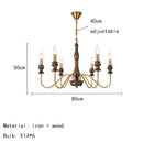 Axyaa Retro Style Chandelier: Black Gold Silver Metal Dark Wood Pendant Light