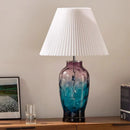 Axyaa Glass Floor Lamp with Fabric Lampshade & LED for Living Room, Bedroom, Study Lighting