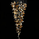Axyaa Golden Glass Leaves Chandelier | Large Luxury Lighting Fixture