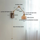 Axyaa Walnut Wood Swing Arm LED Wall Lamps - Nordic Modern Design