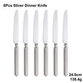 Axyaa Gold Cutlery Set Stainless Steel Mirror Sliver Fork Spoon Western Double Sided Pattern