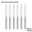 Axyaa Gold Cutlery Set Stainless Steel Mirror Sliver Fork Spoon Western Double Sided Pattern