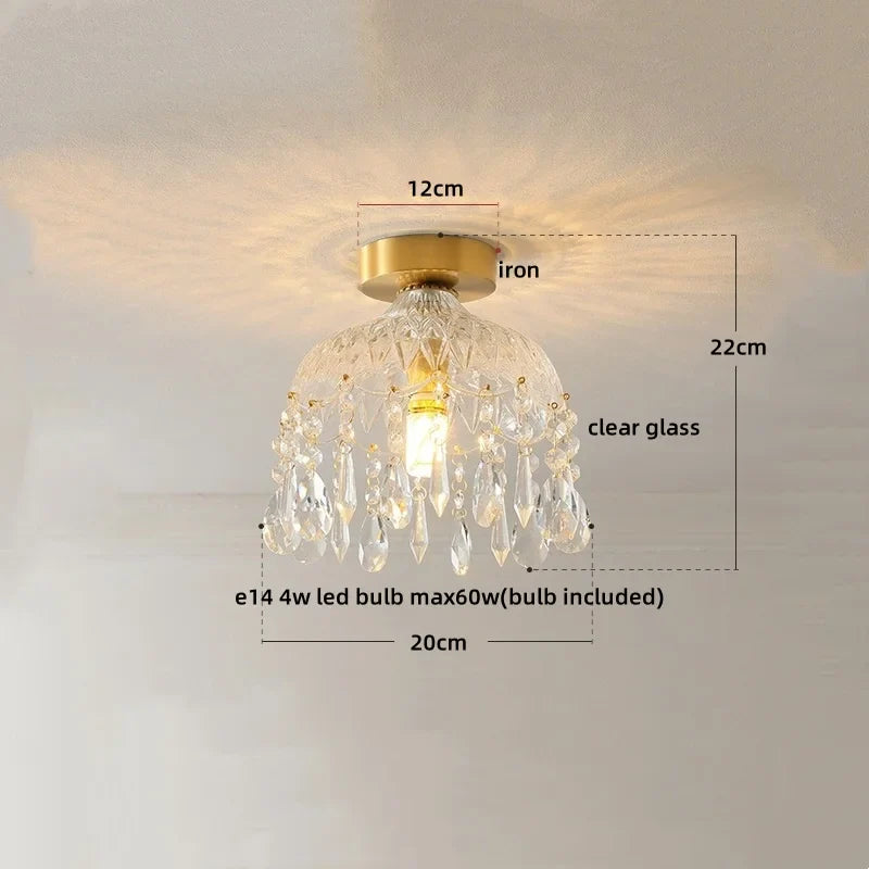 Axyaa Crystal LED Ceiling Lamp Modern Luxury Chandelier for Living Room & Hallway